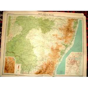  New South Wales Australia 1920 Large 23X18 Antique Map 