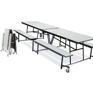  Mobile Cafeteria Fixed Bench Table   30W x 12L 