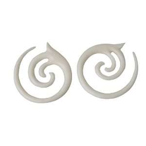  Organic White Bone Spiral Floral Plugs   3mm Jewelry