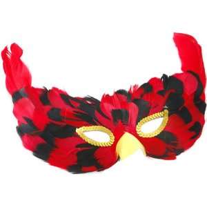  Mardi Gras Black & Red Feather Face Eye Mask Toys & Games