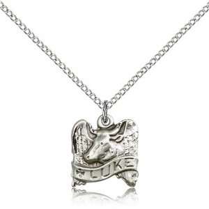  Sterling Silver 1/2in St Luke Charm & 18in Chain Jewelry
