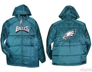 Philadelphia EAGLES NFL GREEN JACKET is 2 sided has PATCHES on Front 