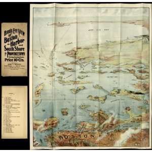  c1905 Birds eye map of Boston Harbor and South Shore