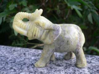 Hand Carved 60mm High Lemon Jasper Gemstone Elephant Figurine S6120 