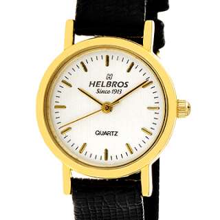 Helbros Ladies Quartz Black Strap/Silver Dial Watch  