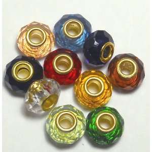  Add a Bead Kit, 14 Glass Beads Faceted Large 4.5mm Hole Mix 