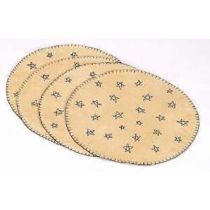  Package of 4 Round Tea Stained Muslin Cloth Placemats with 