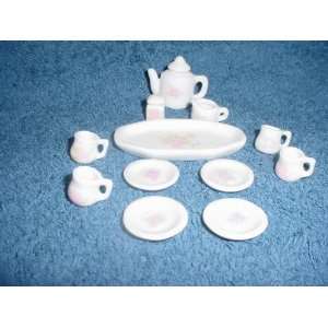   : Miniature Porcelain Tea Set with Pink roses Design: Everything Else