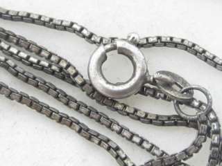Vintage Tarnished Box link Signed 835 Silver Chain Necklace*16  