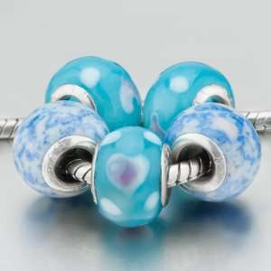   White Heart Shaped Pattern Pandora Beads Bracelets Pugster Jewelry