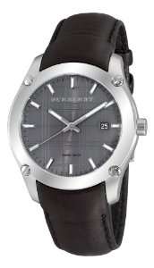   BU1860 Herringbone Leather Strap Grey Dial Watch Burberry Watches