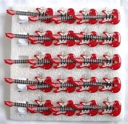 10 Red White Guitar Flashing LED Light Blinky Lapel Pin  