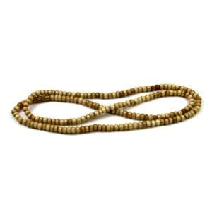  Tea Stain Bone Mala Prayer Bead Necklace, 18  Strand of 3mm Beads 