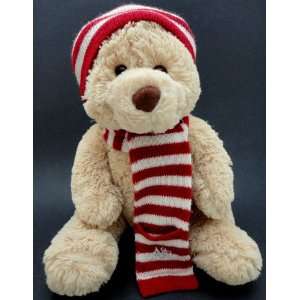   Bear in Red, White Winter Scarf & Hat 15 Logo Plush: Toys & Games
