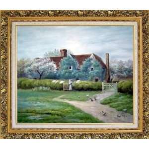  Morning on the Meadow Oil Painting, with Ornate Antique Dark 