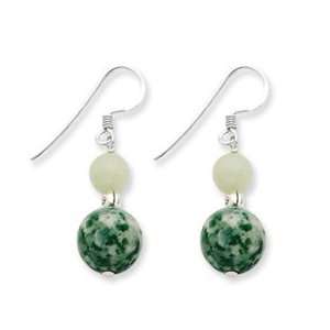   Sterling Silver Green Moss Agate/Green Quartz Earring QE4253 Jewelry