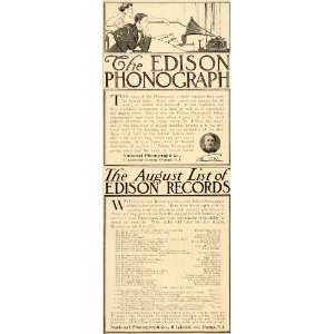  1907 Ad Edison Phonograph Records Orange New Jersey 