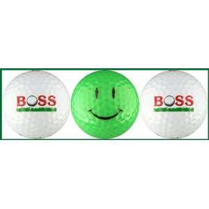  Boss w/ Green Smiley Face Golf Balls: Sports & Outdoors