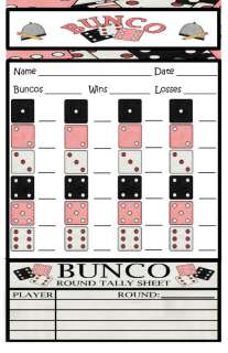 Bunco Score Sheets/Cards Dice Game Club  