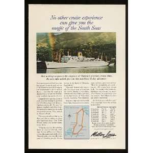  1963 Matson Lines Cruise Ship South Seas Print Ad (10764 