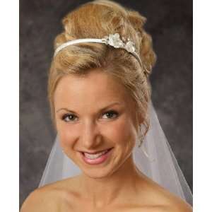  Satin Bridal Headband with Flower Detail 8038: Beauty