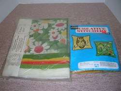 60s 70s Vintage Needlework kits 2 Daisy Owl Mushroom  