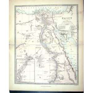  Harrow Antique Map 1880 Egypt Red Sea Nubia Desert Wady 