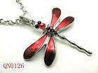 Sparkle Red Rhinestone Crystal dragonfly necklace QN012