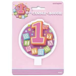  Loftus K2 1527 1st Birthday Blocks Pink Candle
