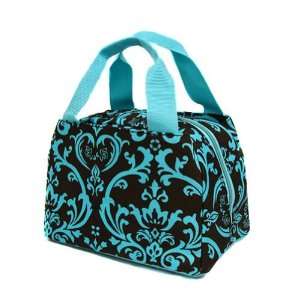    Damask Brown with Aqua Trim Thermal Lunch Bag