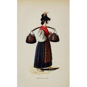  1844 Print Costume Italian Woman Venice Water Carrier 
