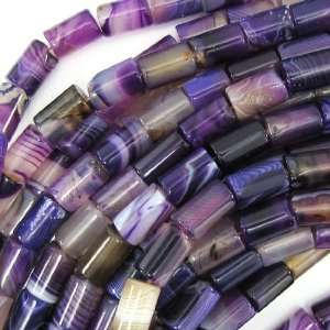  8x12mm purple stripe agate cylinder beads 15 strand