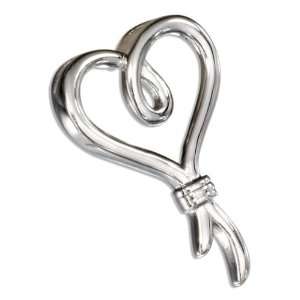    Sterling Silver Heart Slider Pendant with Tied Bottom.: Jewelry