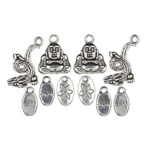  10pc Buddha Charm Silver   Jewelry Basics Charm Arts 