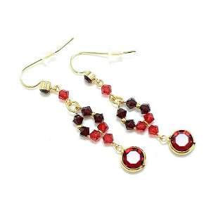  Swarovski Crystal Linear Drop Earrings Ruby Red: Jewelry