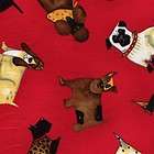 ASSORTED BREEDS DOGS ON RED~ Cotton Quilt Fabric
