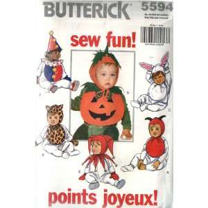  Infants Costume Sewing Pattern Pumpkin, Clown, Cat, Jester, Rabbit 