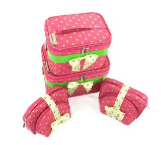 Polka Dot Cosmetic Case Travel Luggage MakeUp Bag  SET  
