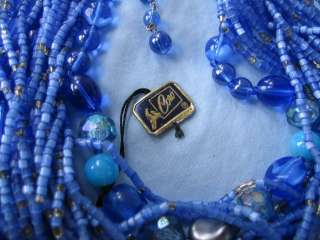 STUNNING Vintage Coro Blue Beaded Necklace w/Tag  