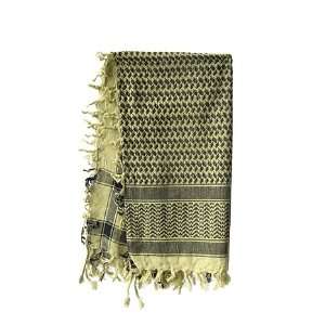  Cotton Arab Scarf (Shemagh)   Light Olive & Black 