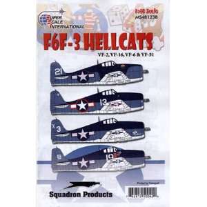    F6F 3 Hellcats US Navy VF 2, 6, 16, 51 (1/48 decals) Toys & Games