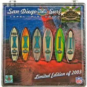  Super Bowl XXXVII Collectors Pin  Details Surfboard 