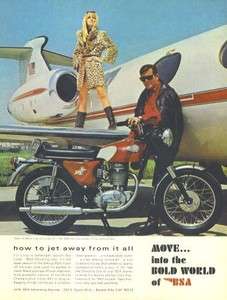 1967 BSA Shooting Star Motorcycle Jet Away Original Color Ad  