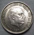 SPAIN 25 PESETAS COINS: 1957(59)(65)(6​8)(69), 1975(79)