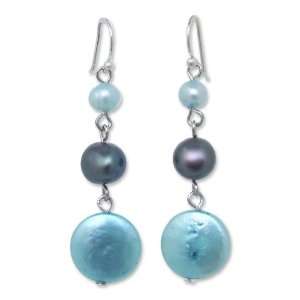  Pearl earrings, Sumptuous Blue Trio 0.4 W 1.7 L 