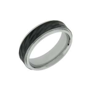  Mens Stainless Steel Black Ionic Plating Textured Center 