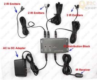   Extender 6 Emitters 1 Receiver Hidden IR Repeater System Kit DC  