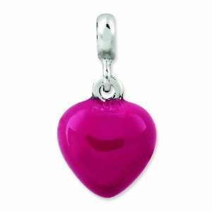  Sterling Silver Pink Enamel Heart Enhancer: Jewelry