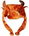 Plush Fleece Animal Hat BROWN COW cute warm and comfy winter gift US 