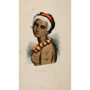  1843 Print Costume Woman Queen Sandwich Islands Hawaii 